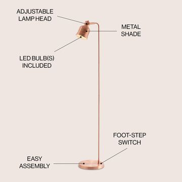 Brandon 57" Metal Task LED Floor Lamp - JONATHAN Y